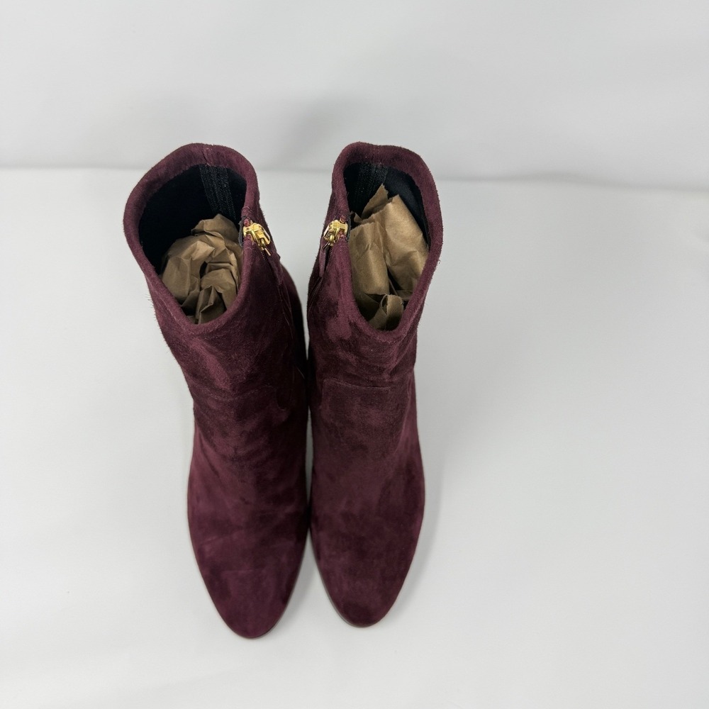 NWT‎ LK Bennett Kayla Burgundy Suede Ankle Boots Made in Italy  Block Heel 8.5